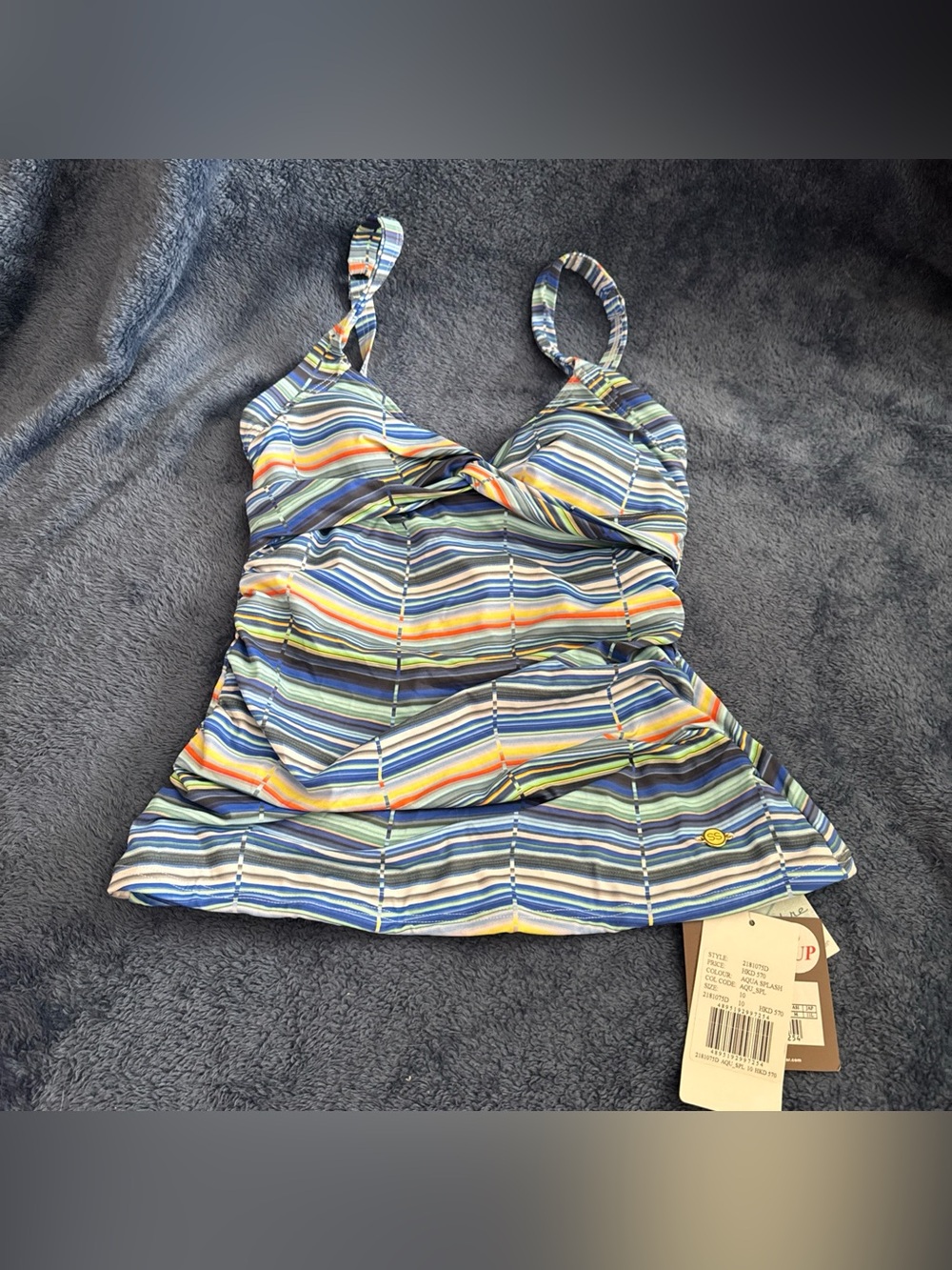 New NWT Women Tankini Top Stripe Print Underwired Swim Top By Sunseeker Size 6D